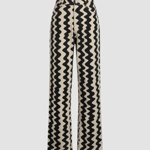 Cider Black and Cream Zigzag Wide Leg Pants